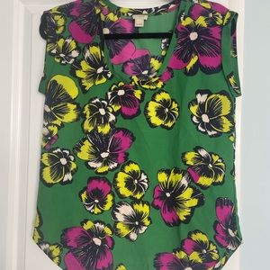 Jcrew Bright Floral Silk Shirt